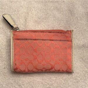Coach Signature C Pink Coin Pouch Card Holder Key Chain Preowned